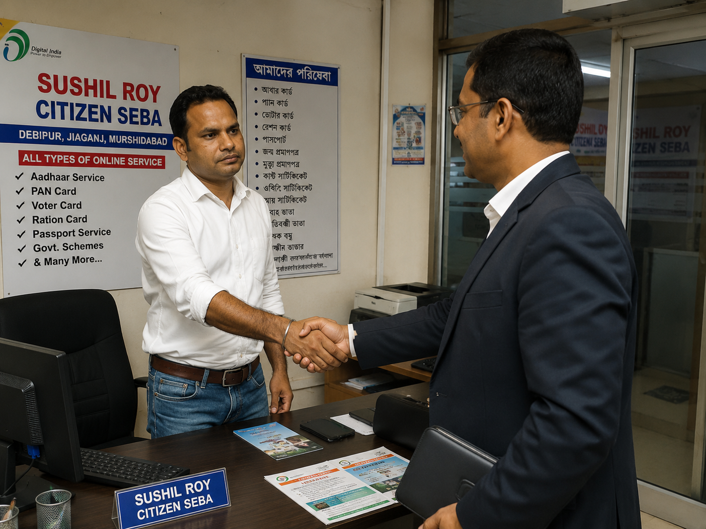 Citizen service desk assisting a visitor