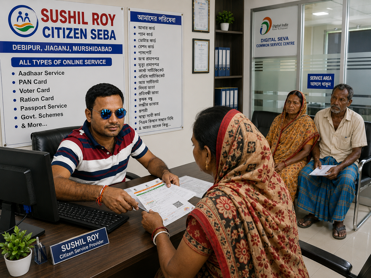 Printed documents and certificates on the counter